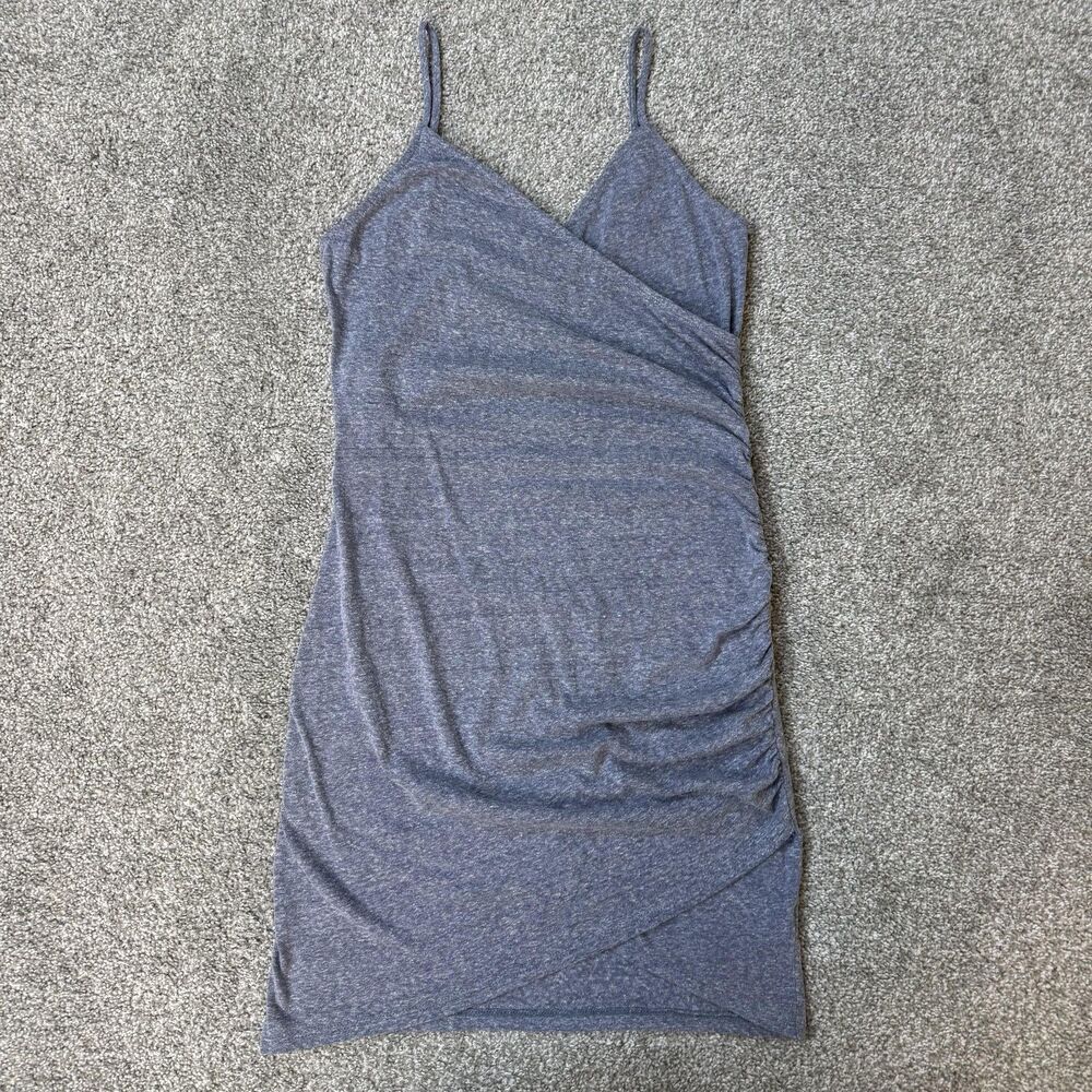 Soprano Dress Womens Large Gray Bodycon Wrap Ruched Mini VNeck Sexy Party Summer